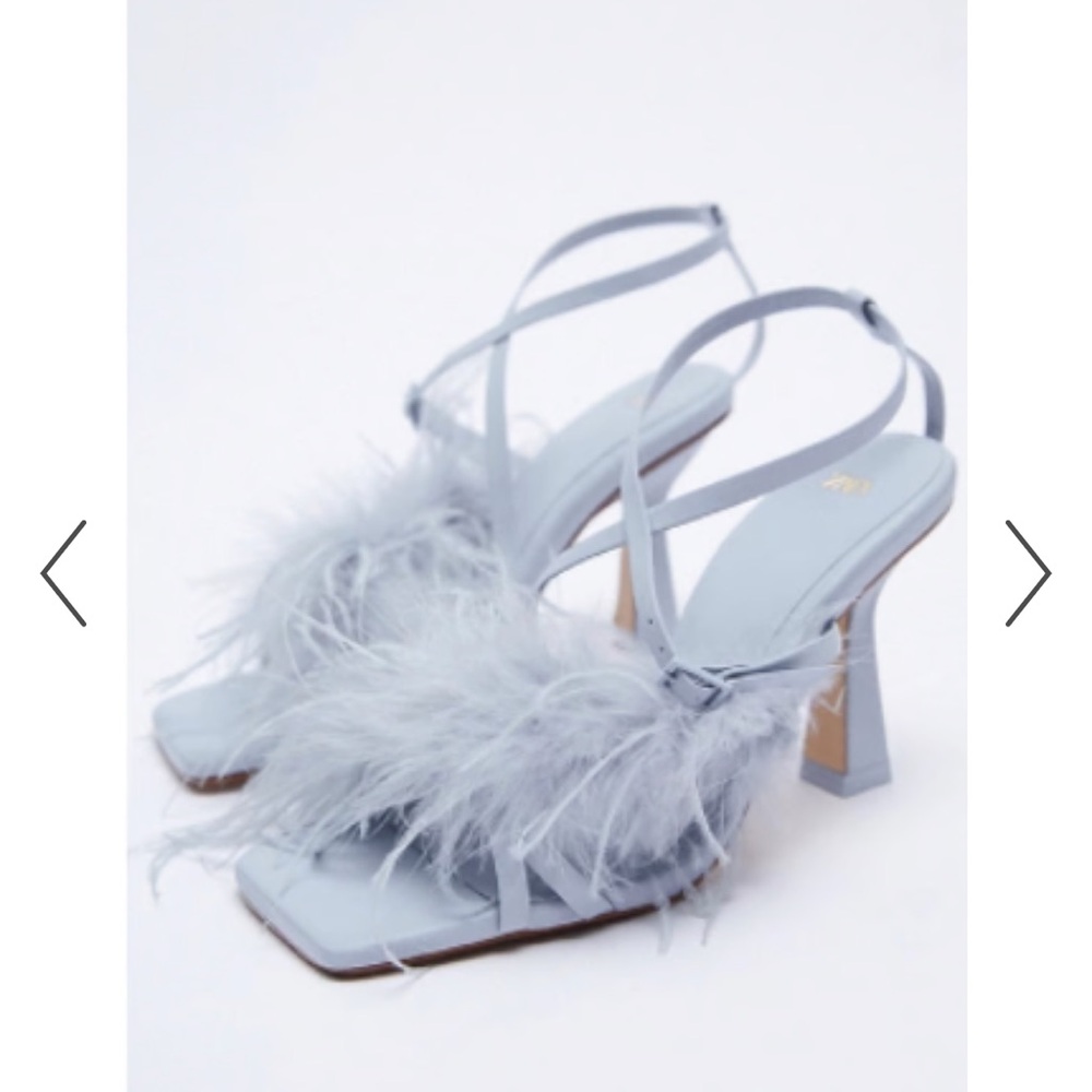 Zara Light Blue Feathered Heels